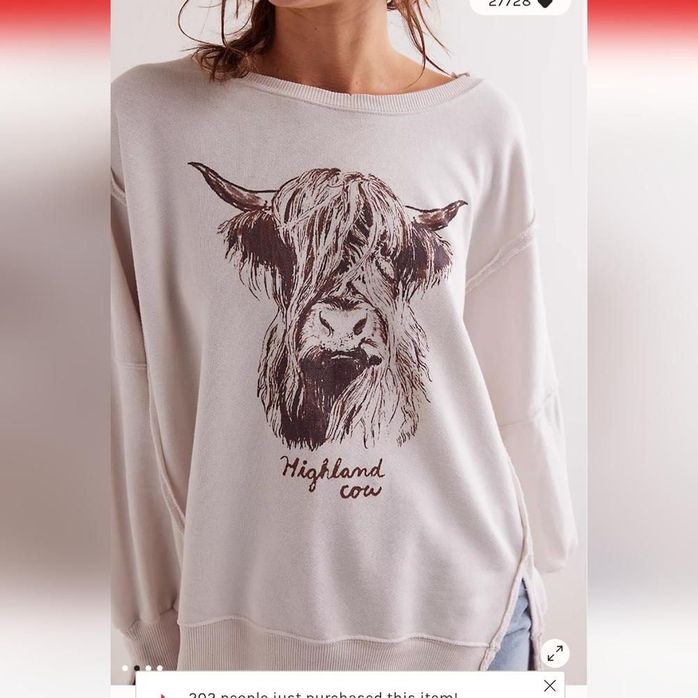 NWT Free People Camden Graphic Billy GOAT Oversized Pullover Sweatshirt - Picture 5 of 7